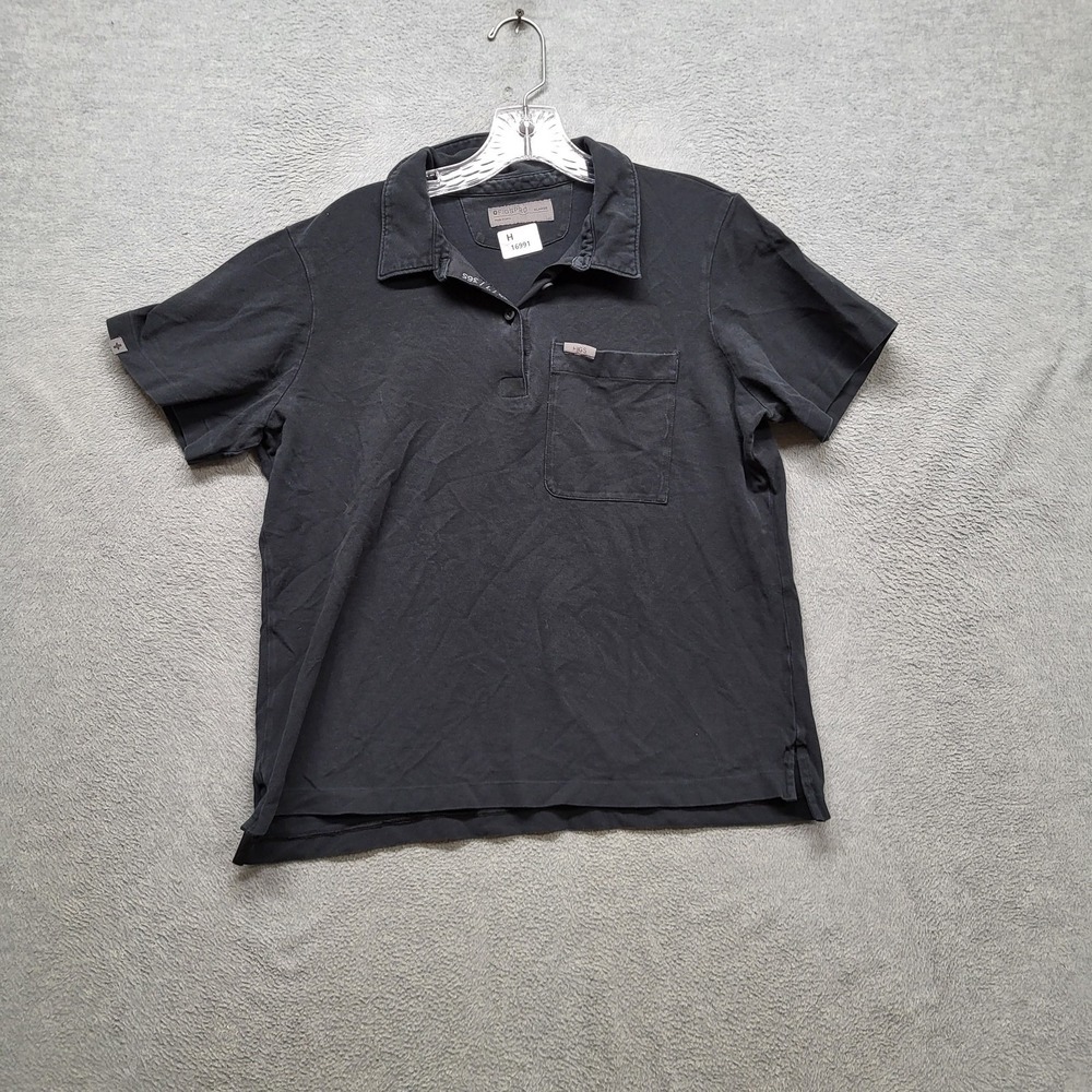 FIGS Women Scrub Top XL Black Polo Logo Embroidery Pima FIGSPRO Vintage Peru